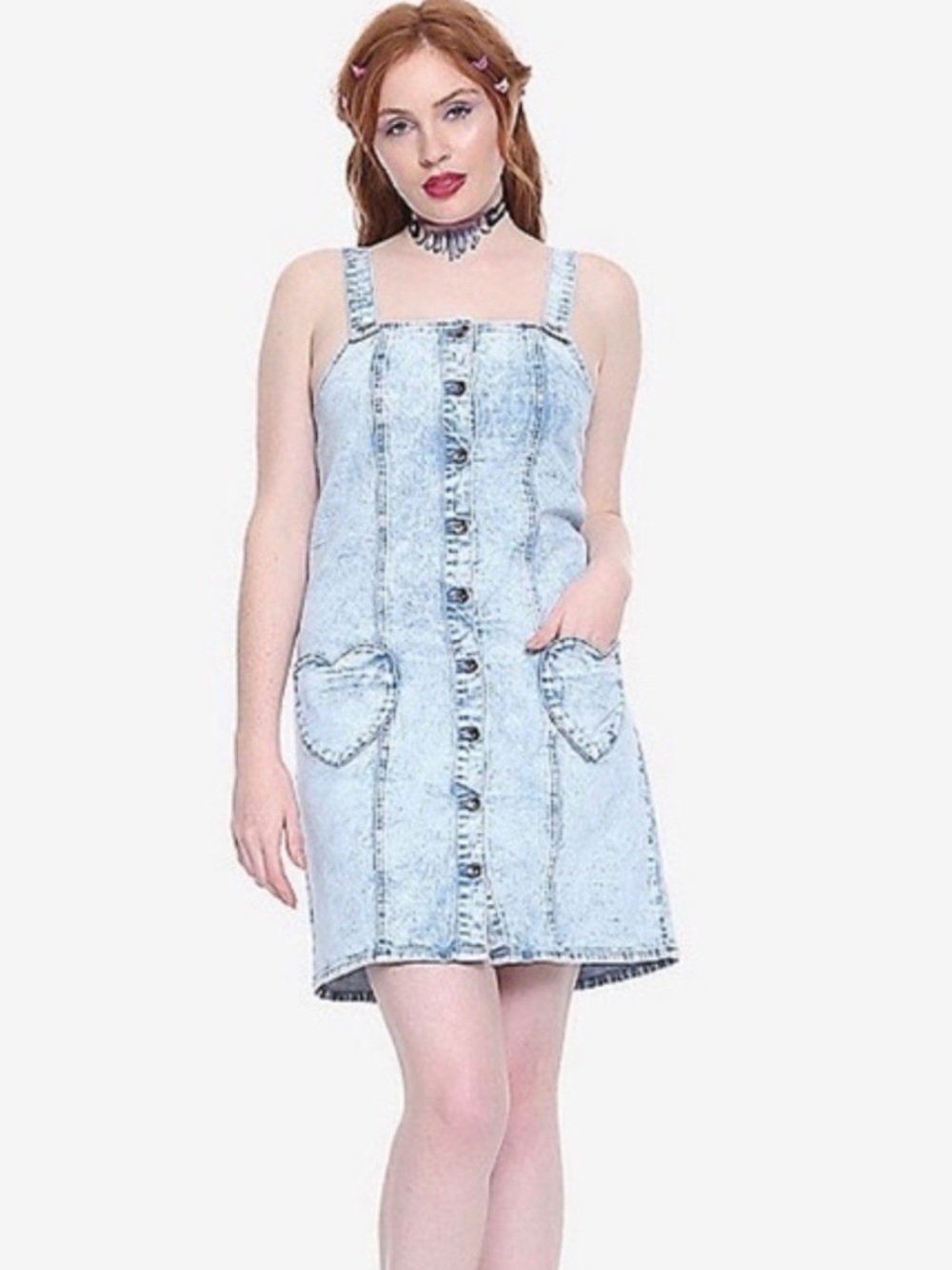 Blackheart Acid Wash Heart Pockets Dress
